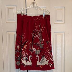 Elegant Red and white print Skirt